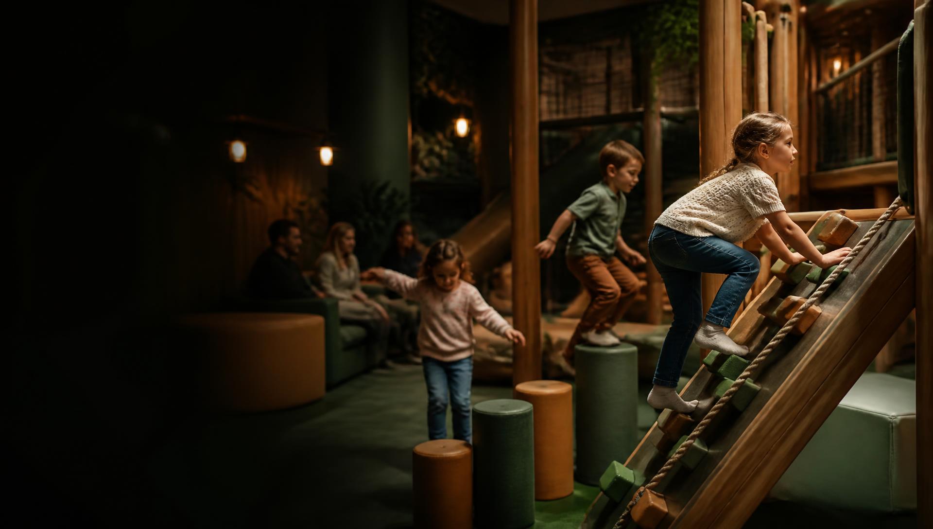 Children playing at a premium Irish family entertainment venue while parents relax nearby